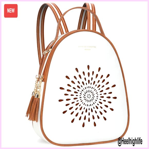 Mini Vegan Leather Backpack Purse with Sunflower Design, Crossbody Shoulder Bag main image 7